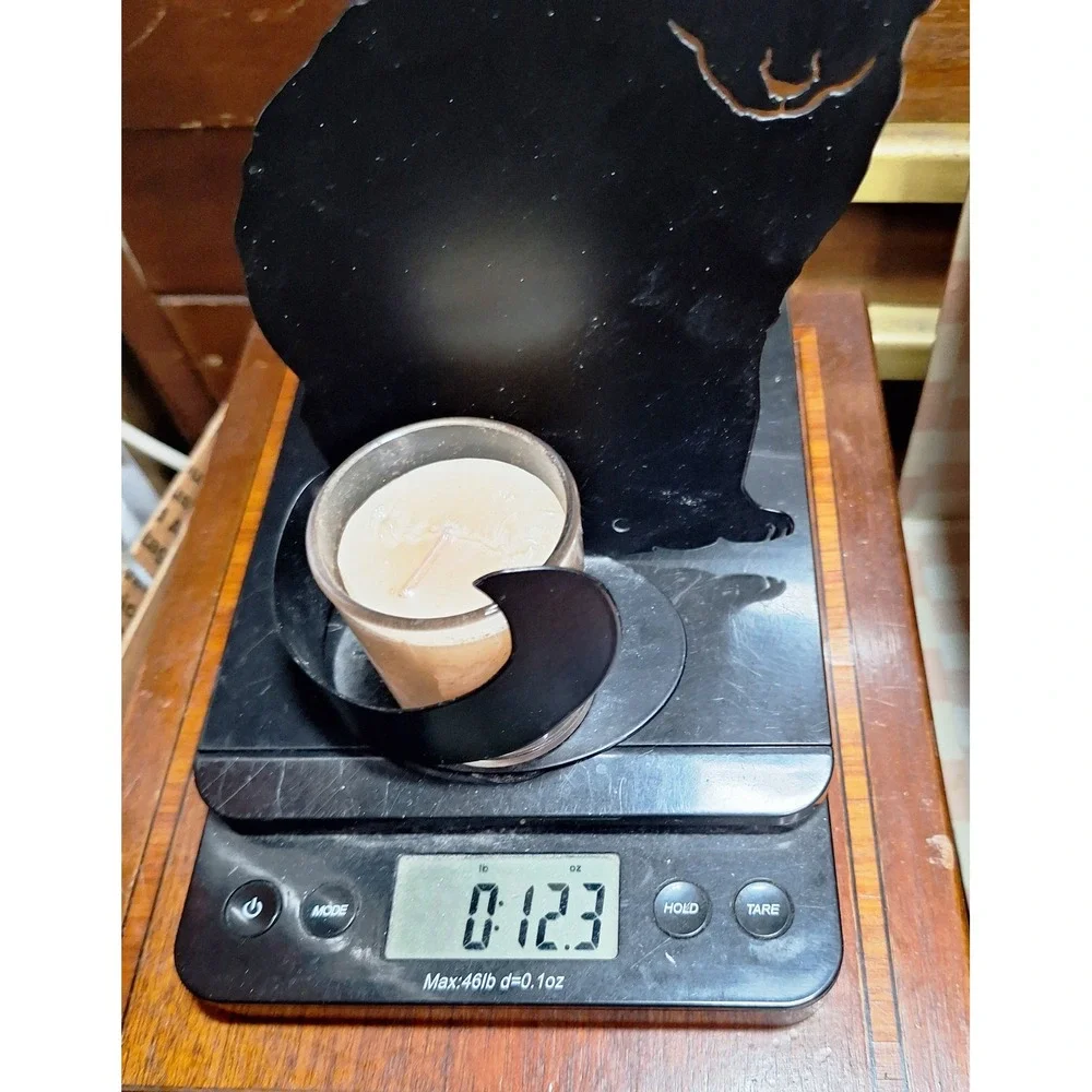 Vintage 1993 Enthuse Design Ann Munson Black Metal Cat Votive Candle Holder 7
